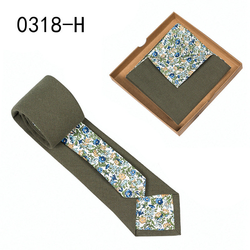 Floral Cotton Necktie & Pocket Square Set