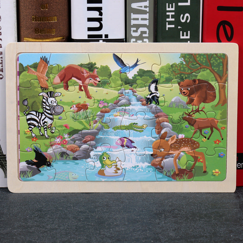 80pc Wooden Animal Puzzle Toy Set