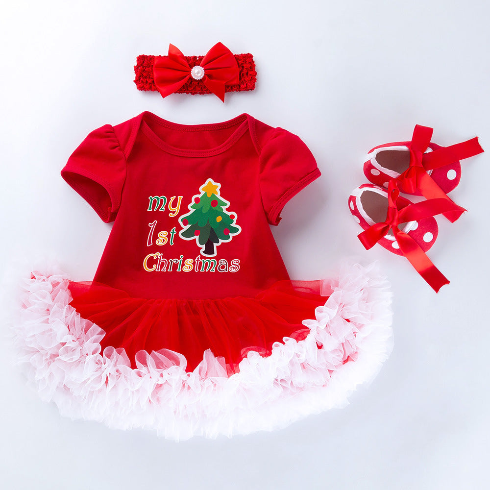 Baby Cartoon Romper Mesh Dress
