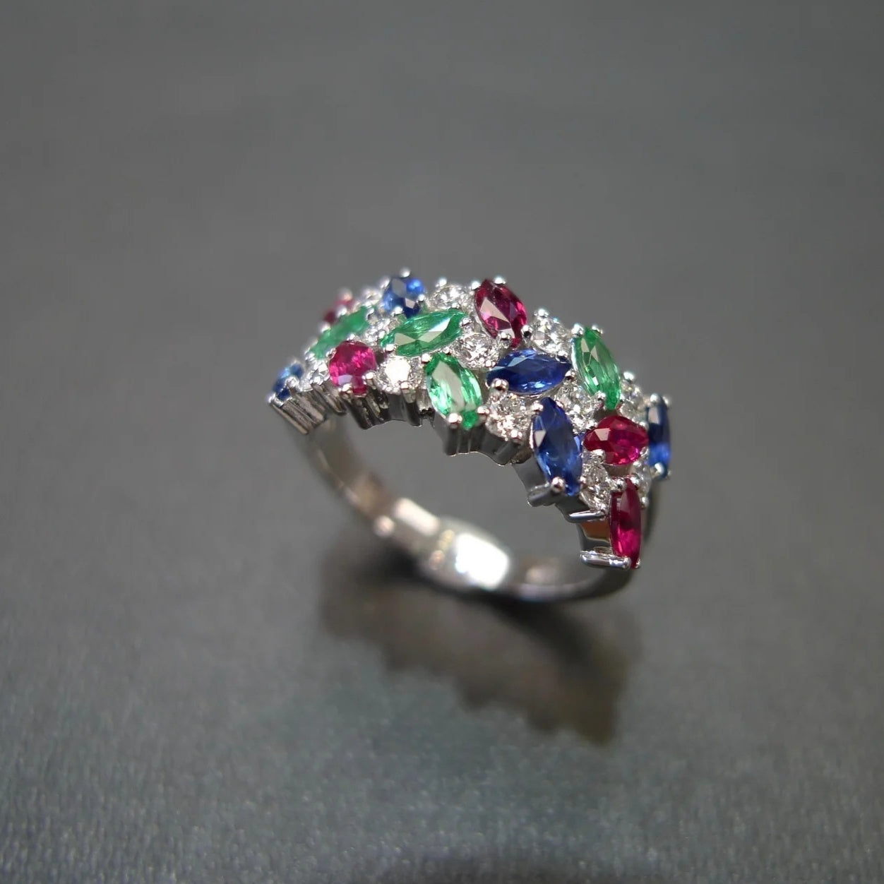 Marquise Zircon Triple-Row Ring