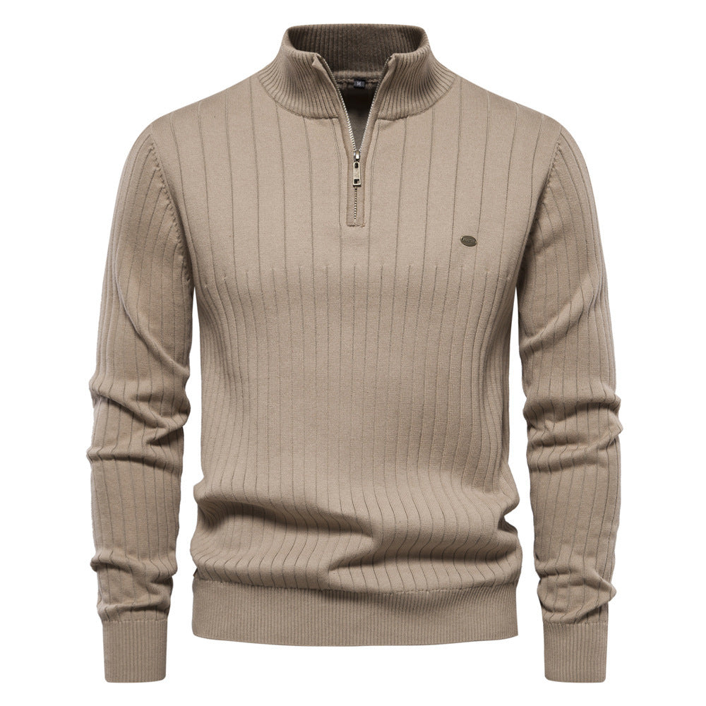 Men's Half-Zip Stand Collar Knit Sweater