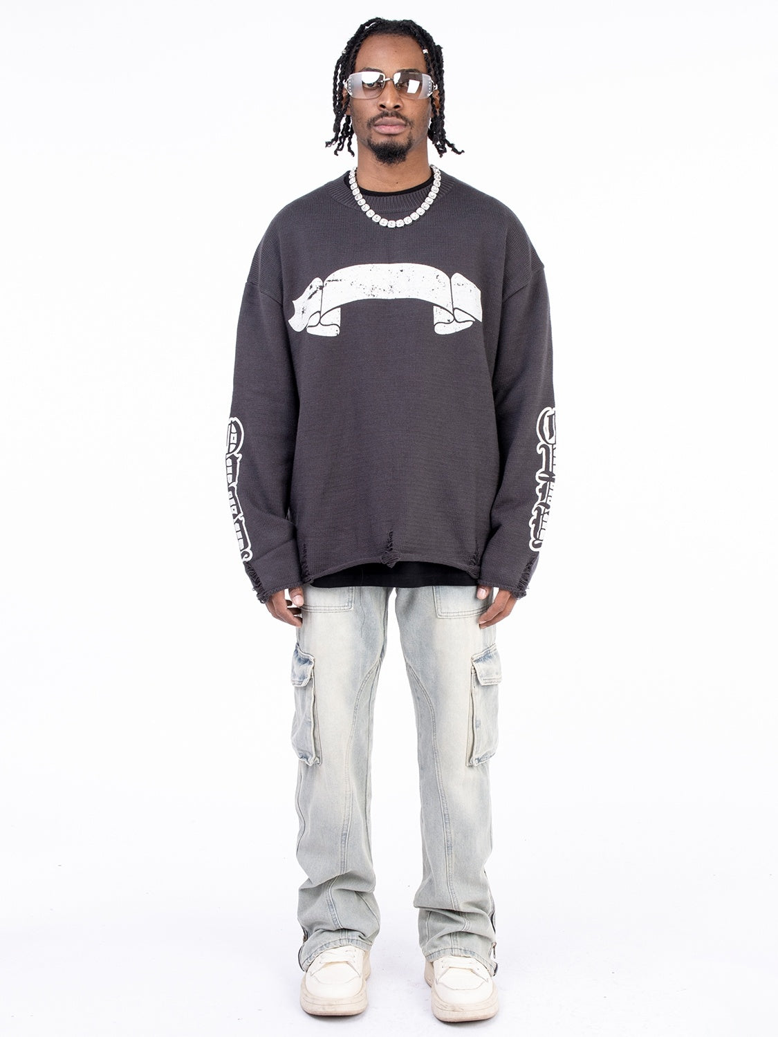 Washed Distressed Stretch Casual Pants