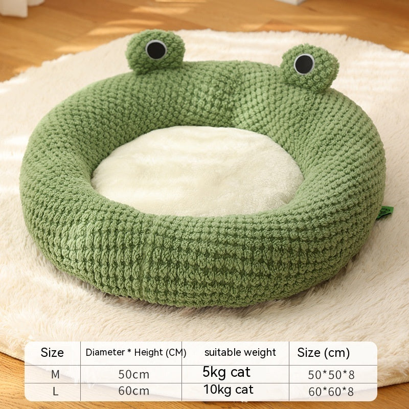 Frog Plush Pet Nest for Small Cats & Dogs