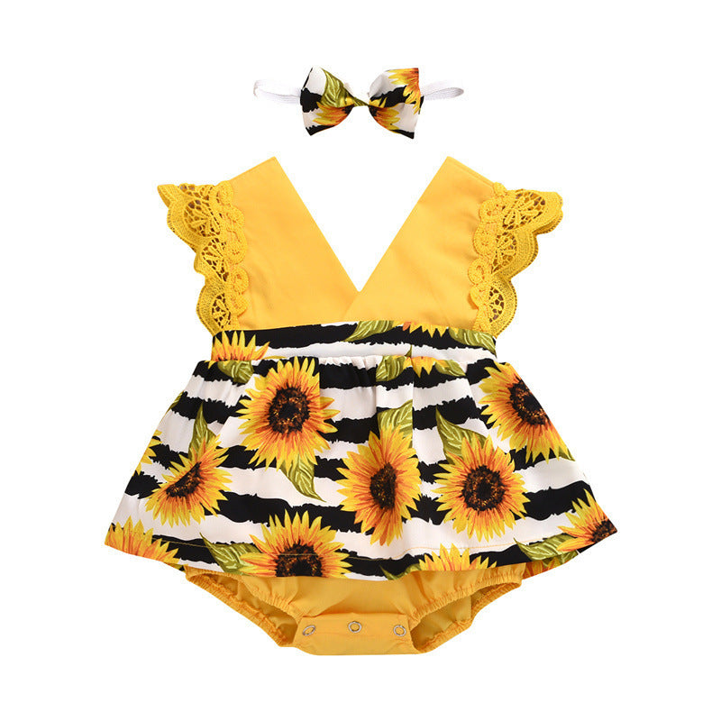 Baby Lace Sunflower Romper