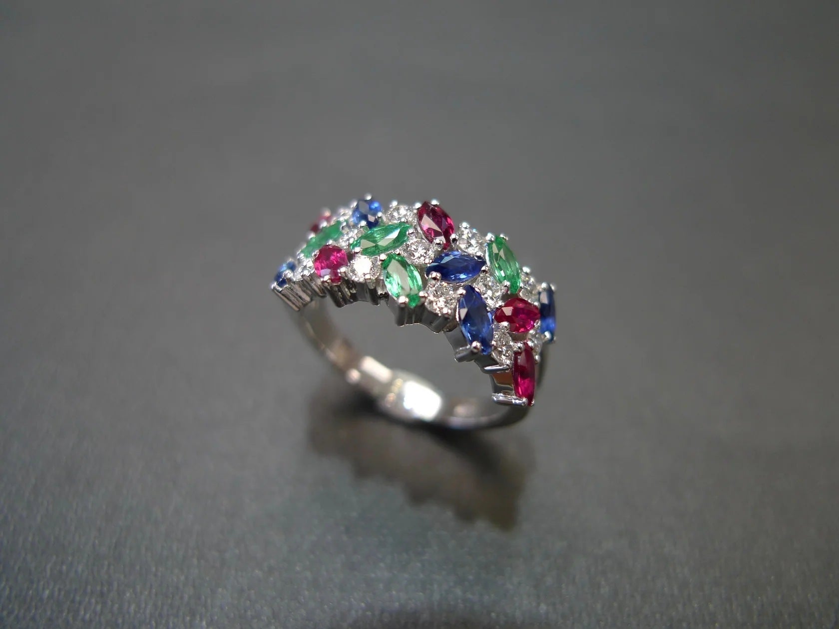 Marquise Zircon Triple-Row Ring