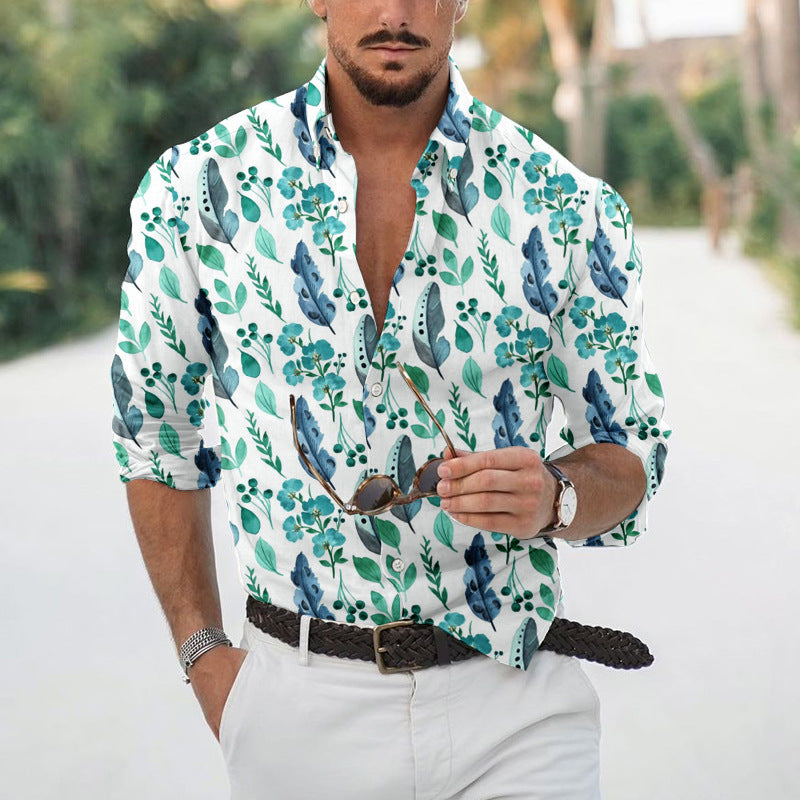 Men's Loose Floral Beach Shirt