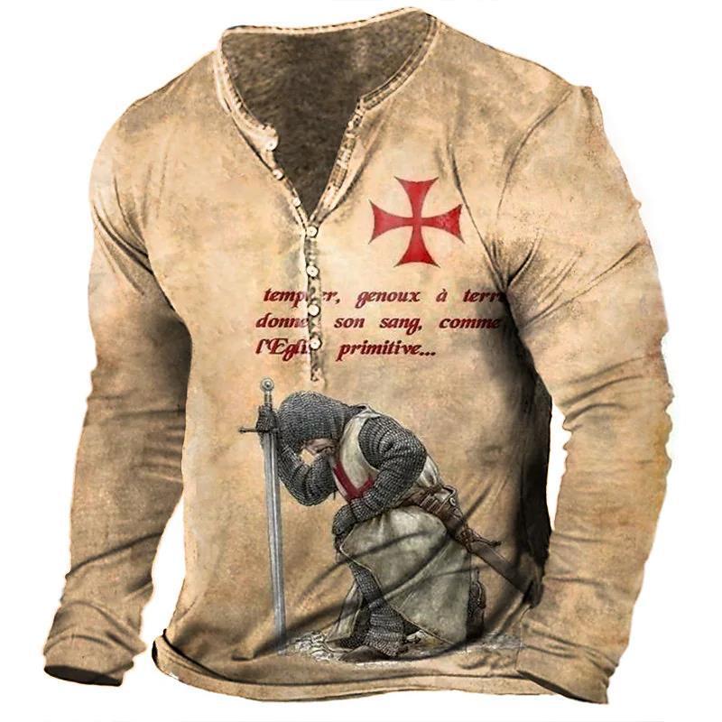 Men's Print Long-Sleeve Henley