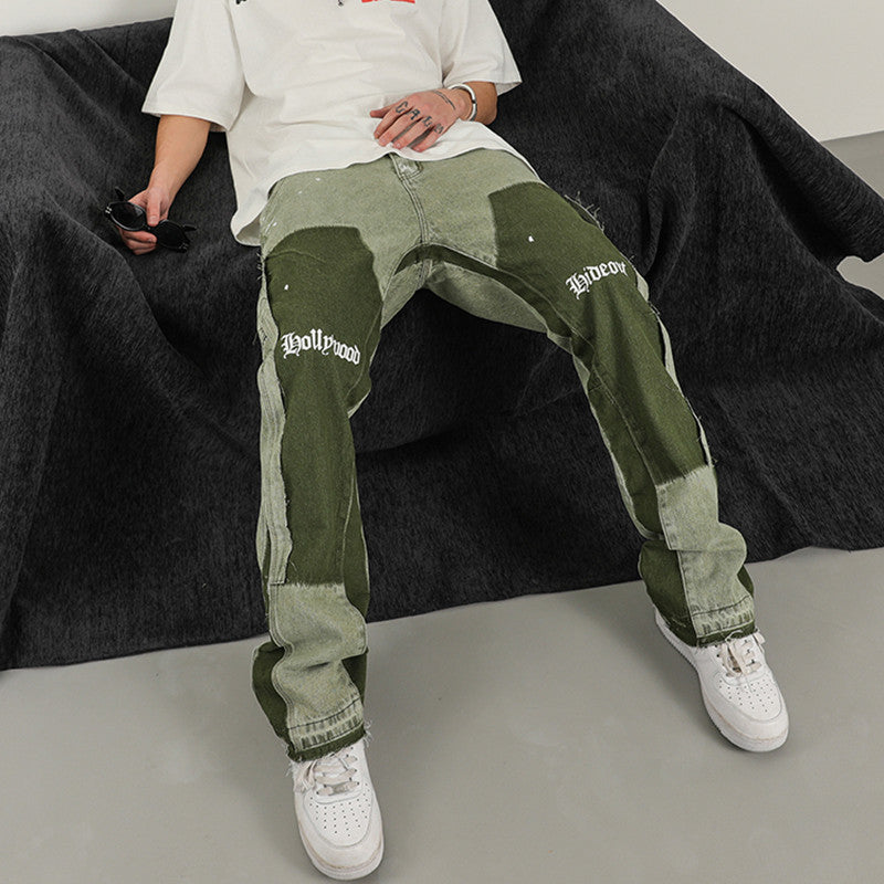 Heavy Wash Distressed Flared Pants