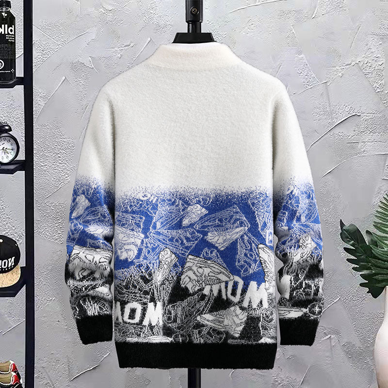 Patchwork Hip-Hop Crew Neck Sweater