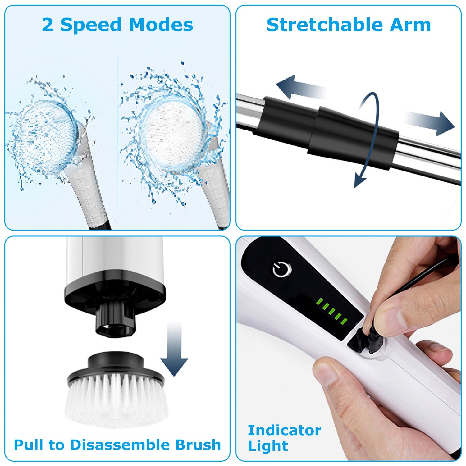 Cordless Electric Telescopic Spin Scrubber