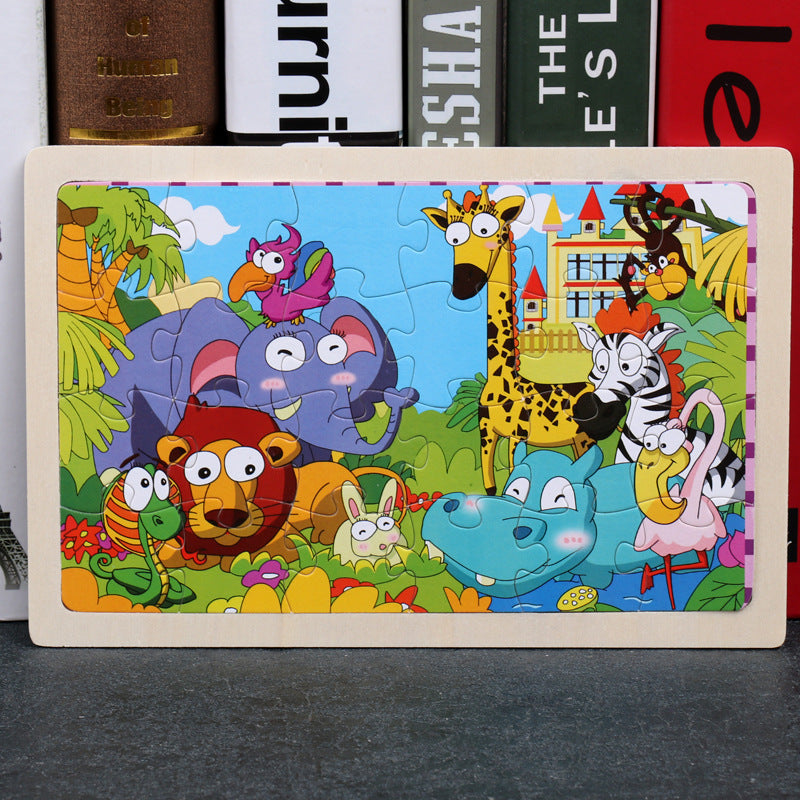 80pc Wooden Animal Puzzle Toy Set