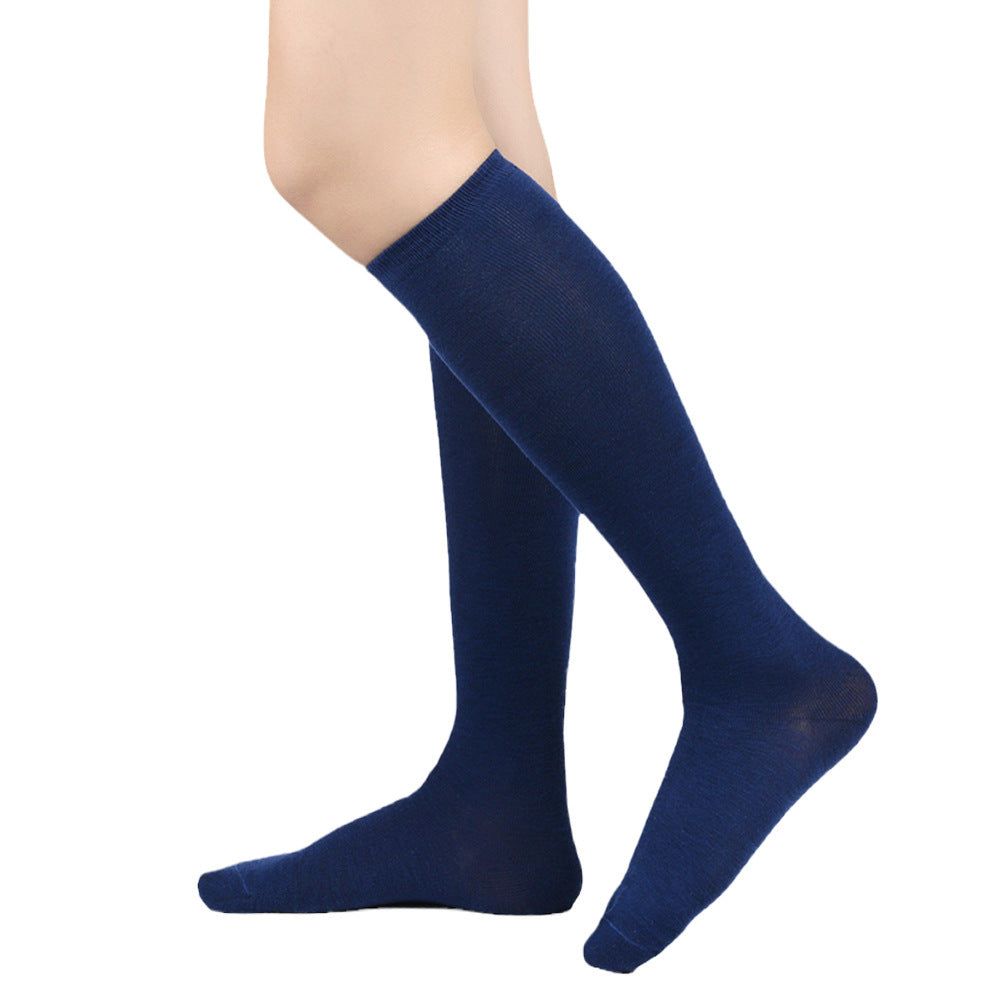 Black Striped Cotton Knee-High Socks