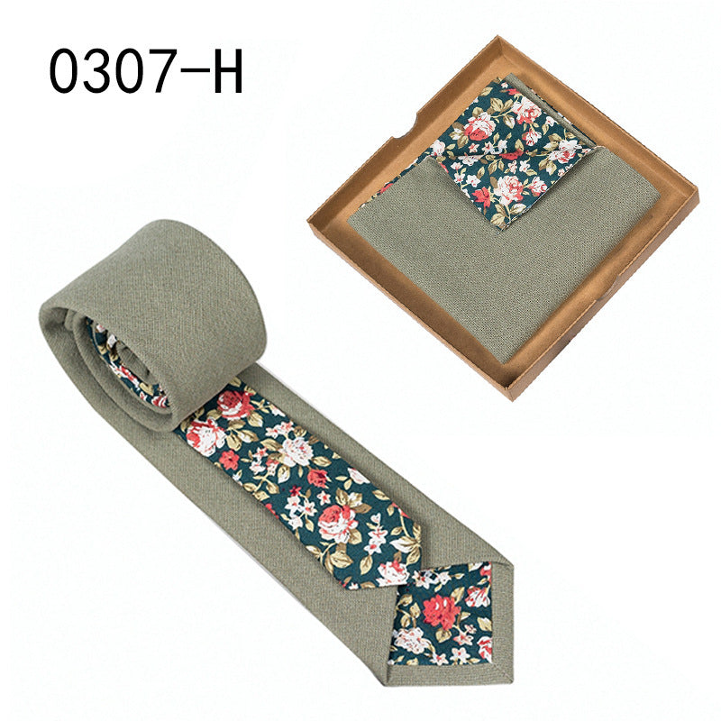 Floral Cotton Necktie & Pocket Square Set