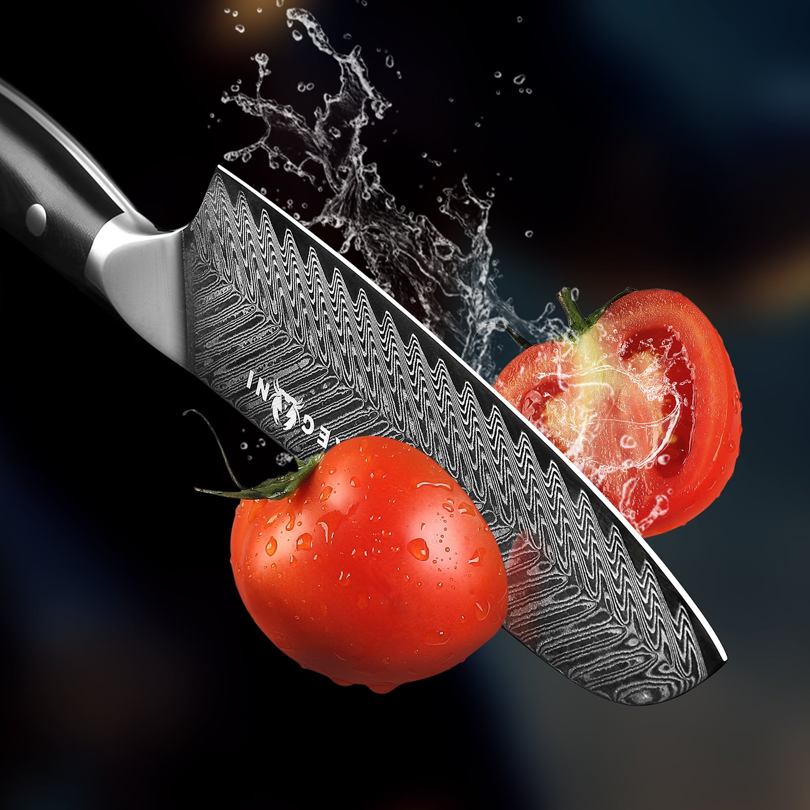 Damascus Steel Santoku Knife with Sheath