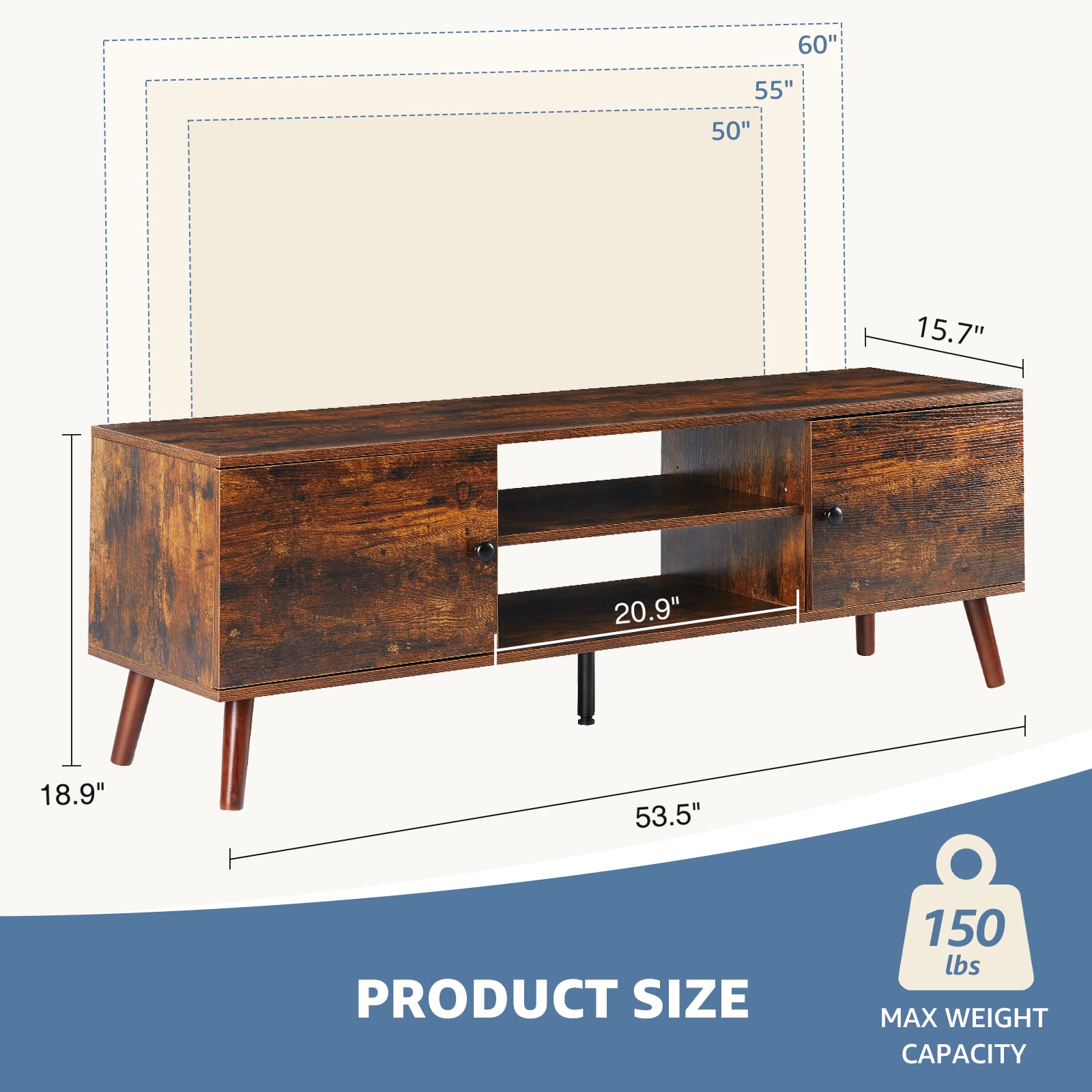 Black Panel TV Cabinet with Storage