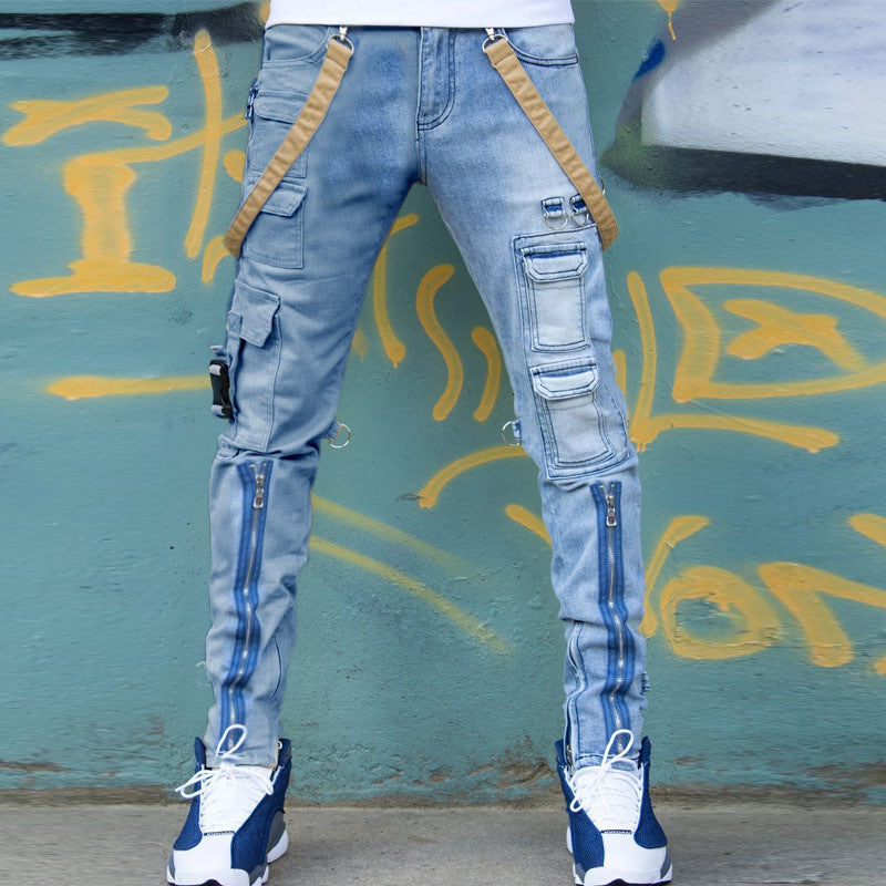 Men's Color-Block Slim Straight-Leg Jeans