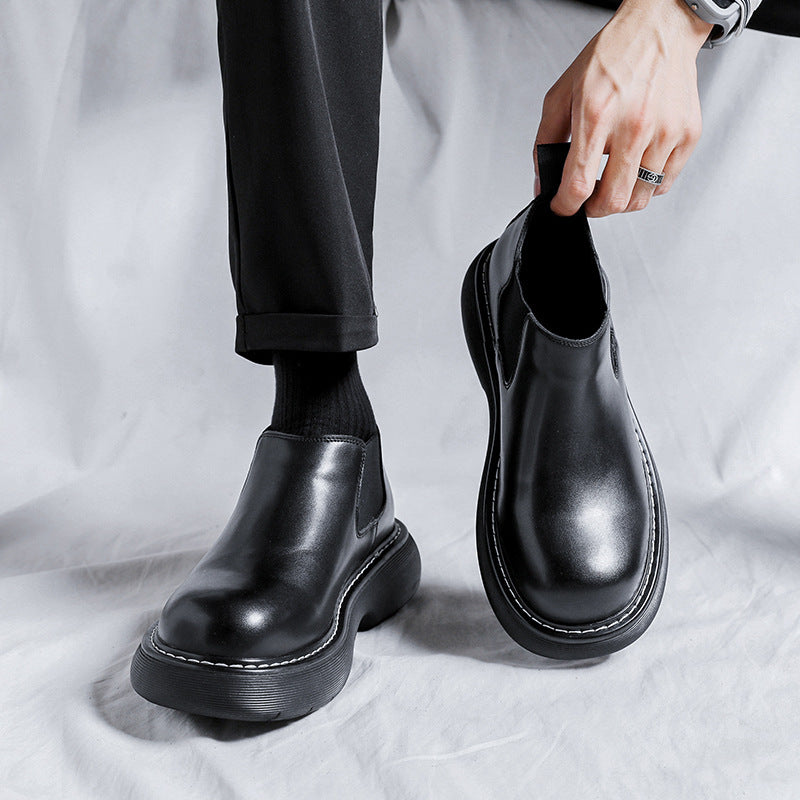 Black Round-Toe Thick-Sole Martin Boots