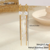Pearl Earrings Long Tassel Stainless Steel Earrings Design Earrings