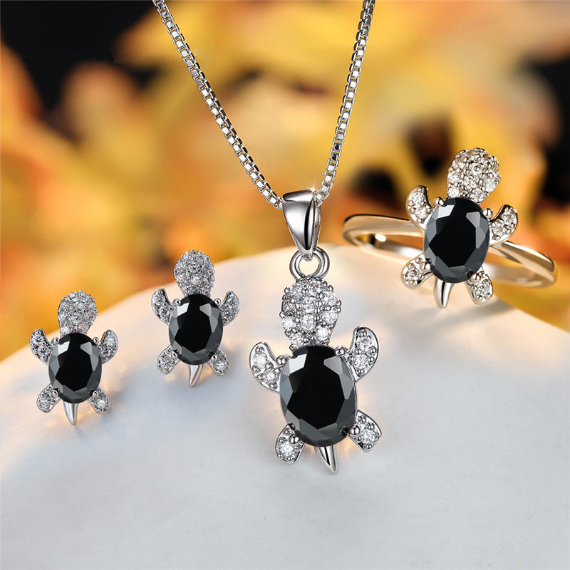 Turtle Pendant Necklace — Multicolor Crystal