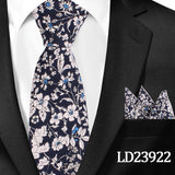 Casual Cotton Floral Print 6cm Casual Tie Pocket Square Suit