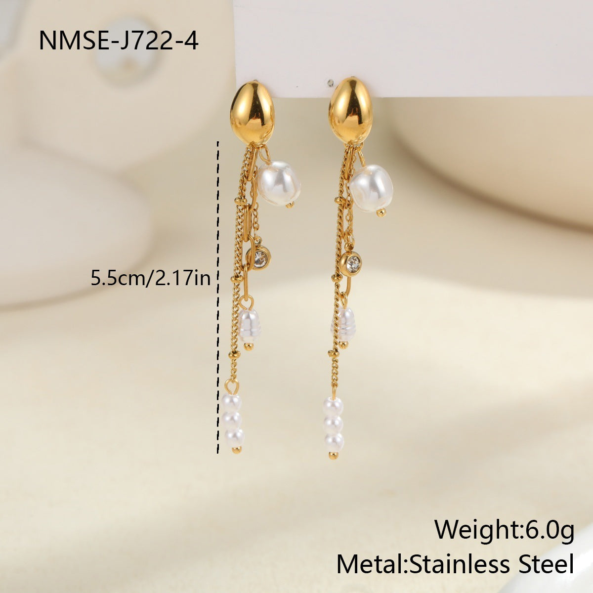 Pearl Earrings Long Tassel Stainless Steel Earrings Design Earrings