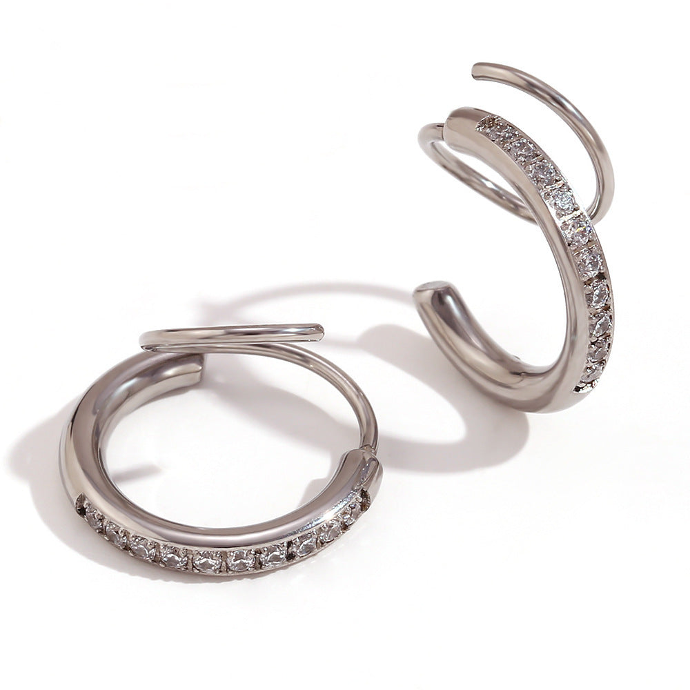 Winding Ear Ring Diamond-embedded Creative Spiral Stud Earrings