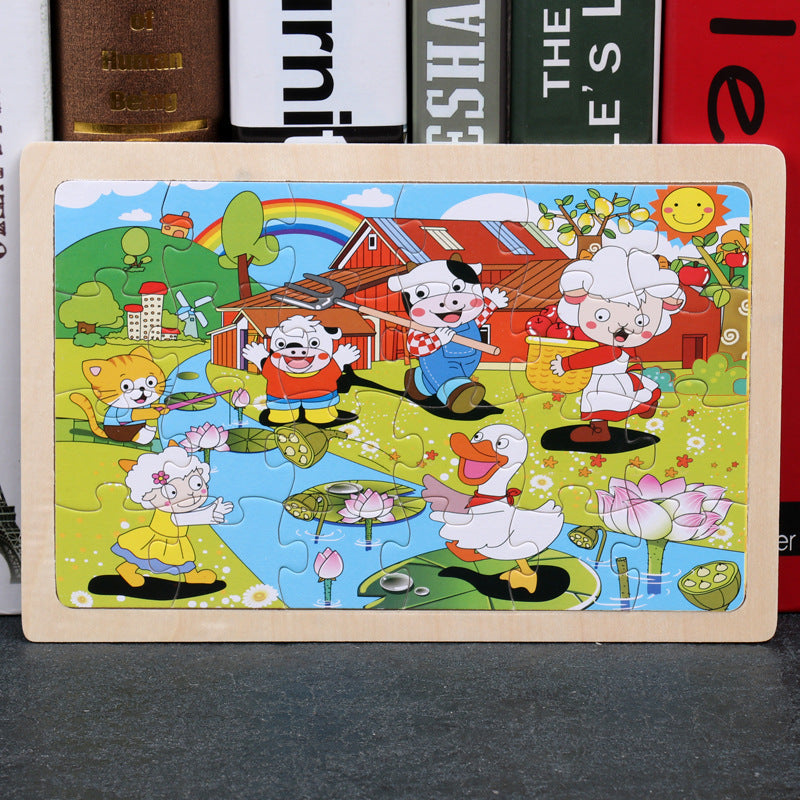 80pc Wooden Animal Puzzle Toy Set