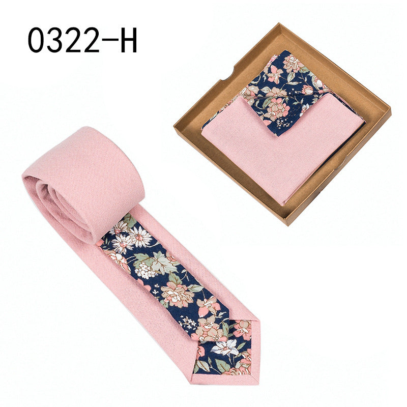 Floral Cotton Necktie & Pocket Square Set