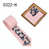 Men's Tie Floral Print Pocket Square Cotton Tie