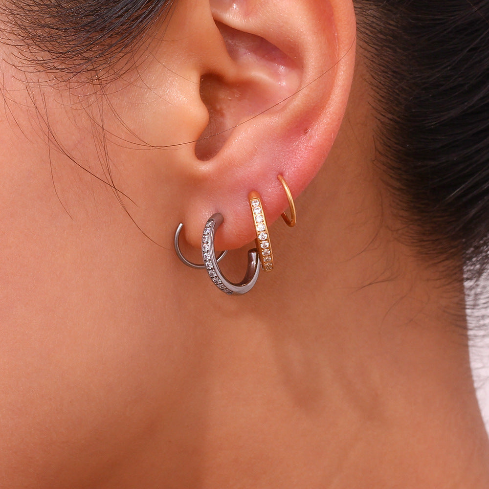Winding Ear Ring Diamond-embedded Creative Spiral Stud Earrings
