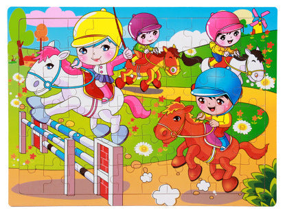 80pc Wooden Animal Puzzle Toy Set
