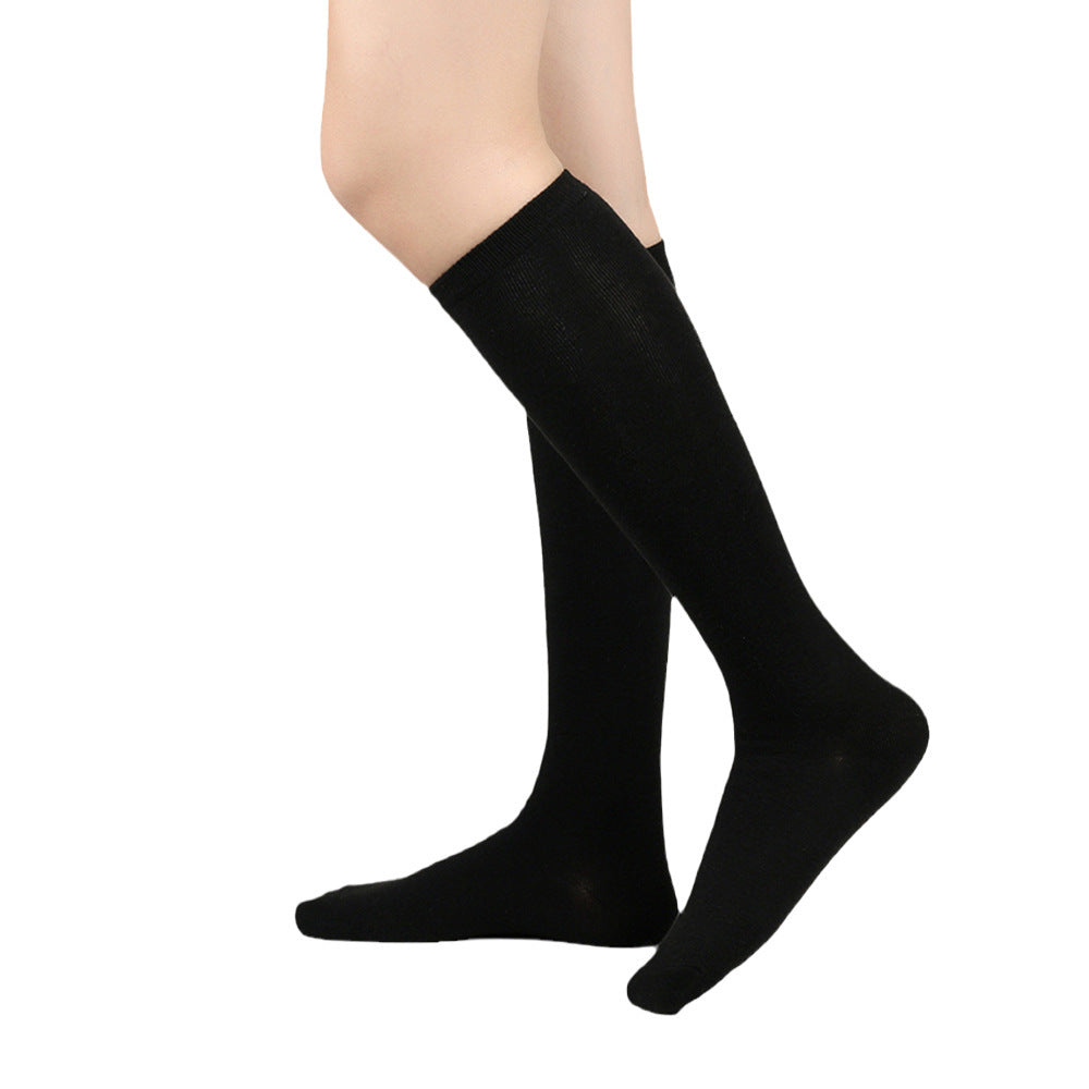 Black Striped Cotton Knee-High Socks