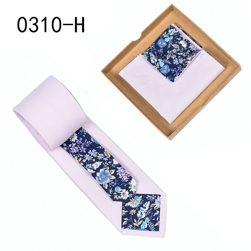 Floral Cotton Necktie & Pocket Square Set