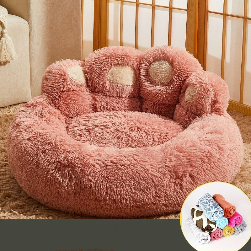 Fleece-Lined Warm Pet Sofa Bed