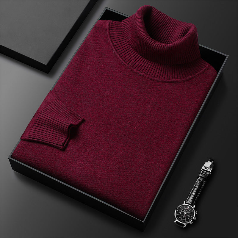 Slim-Fit Solid Color Turtleneck Pullover