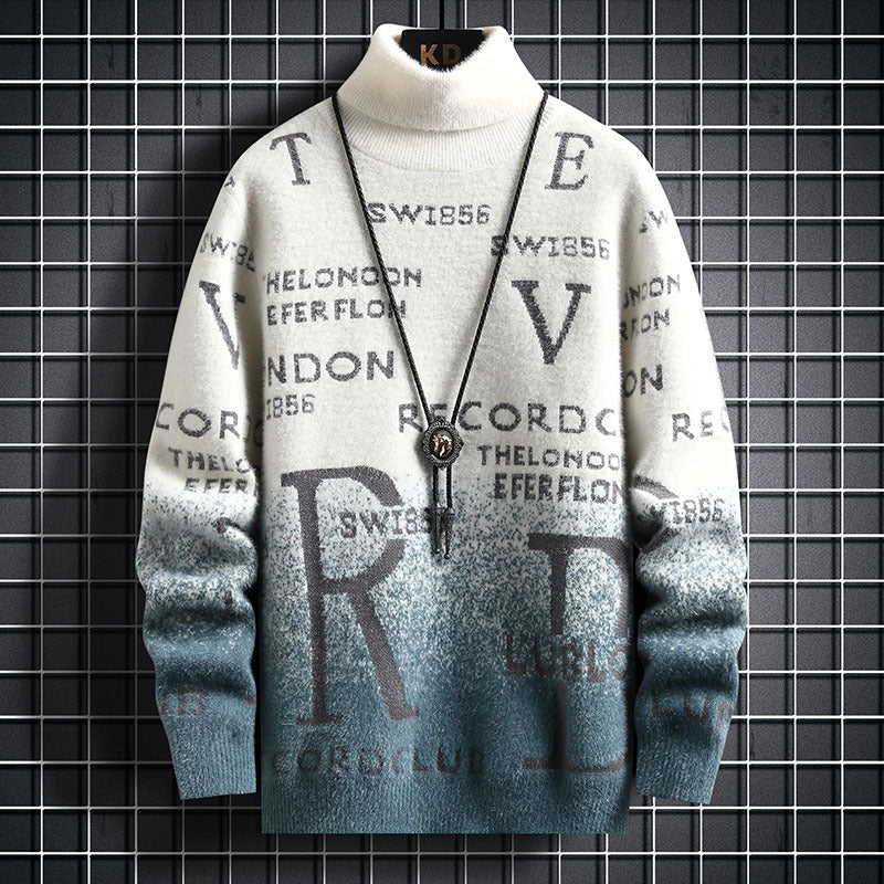 Men's Gradient Fleece Turtleneck Sweater