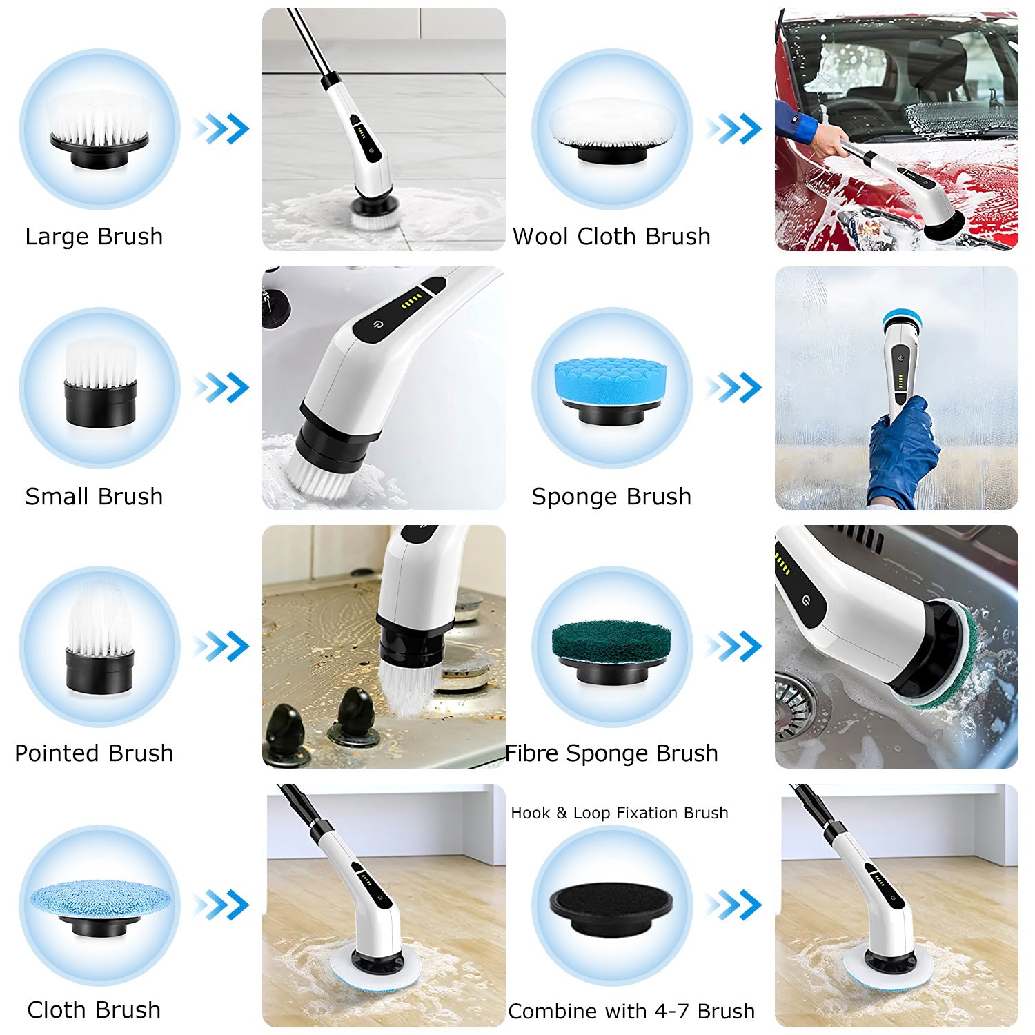 Cordless Electric Telescopic Spin Scrubber