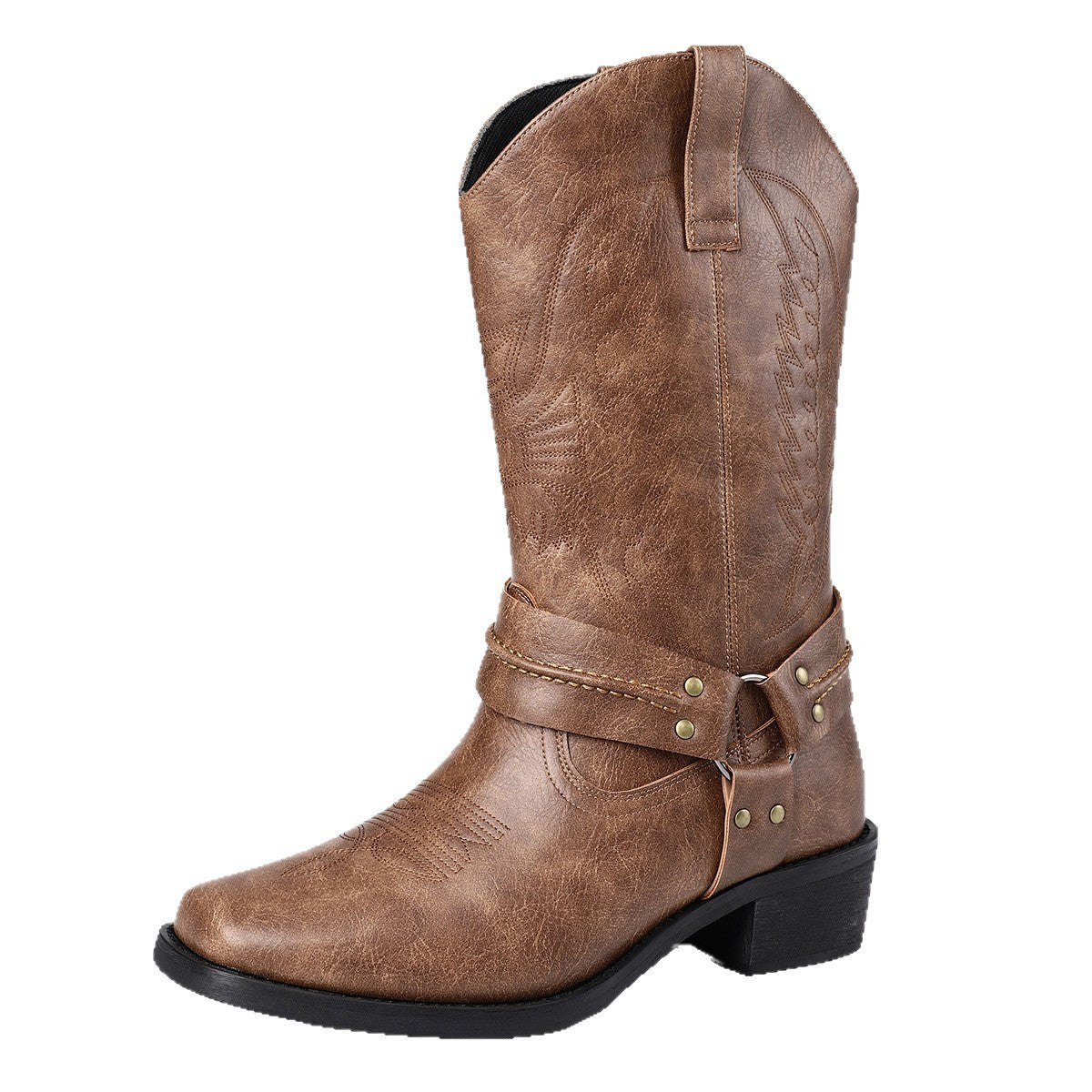 Men's Casual Heeled Leather Boots