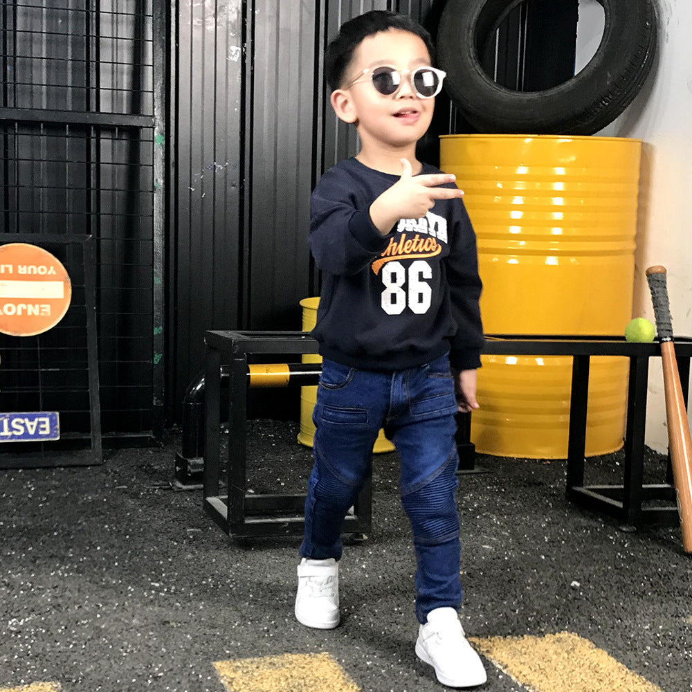 Crinkled Stretch Slim Fit Kids Pants