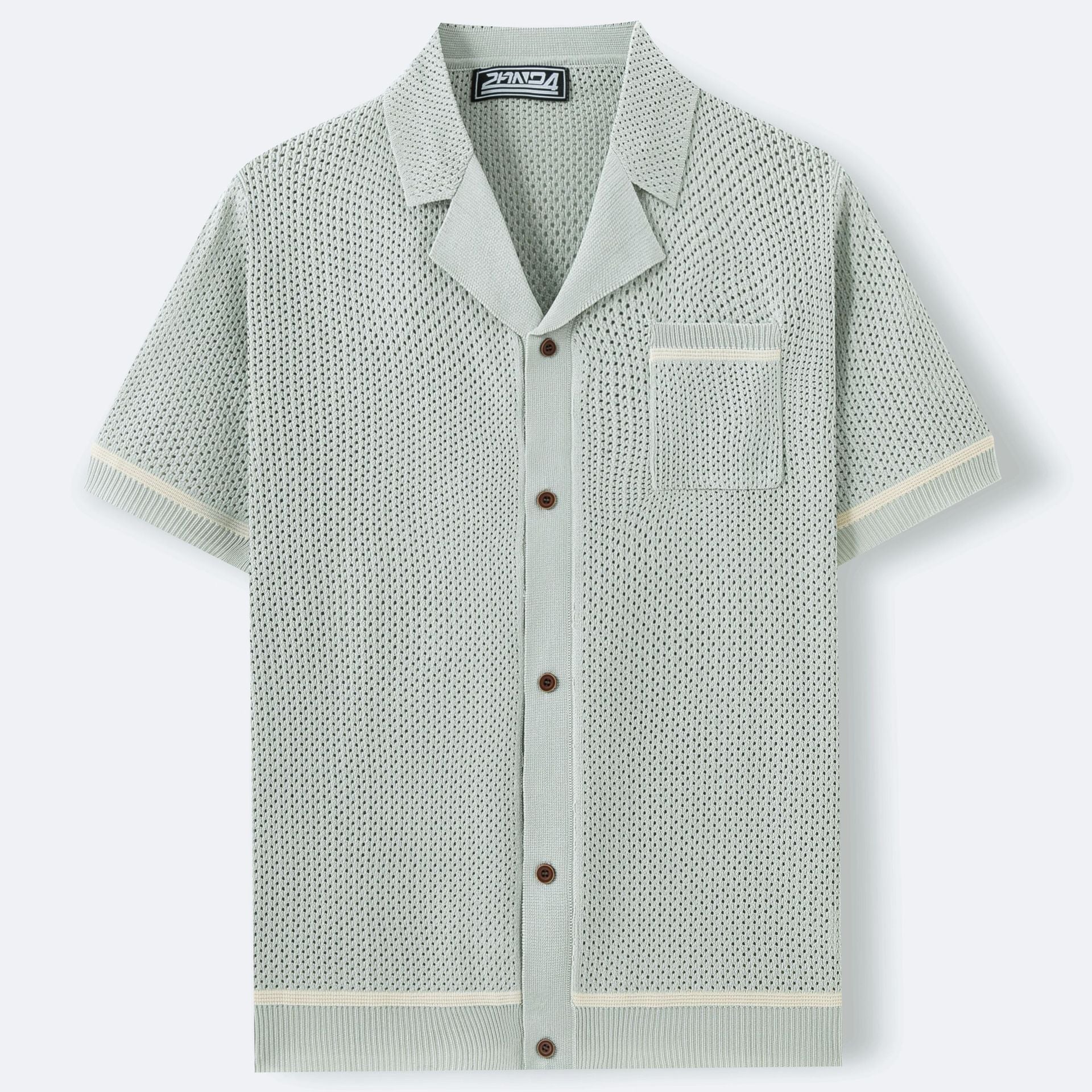 Cartih Cuban-Collar Knit Polo — Short Sleeve