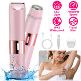 2 In 1 Bikini Trimmer For Women Dual Head Cordless Body Shaver IPX5 Waterproof Rechargeable Pubic Hair Razor Wet And Dry Use For Bikini Underarm Leg Arm Body Face
