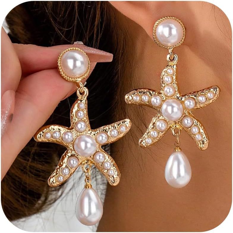 Women's High-end Light Luxury Pearl Starfish Earrings