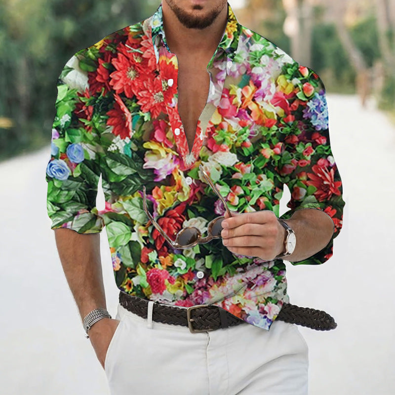Men's Loose Floral Beach Shirt