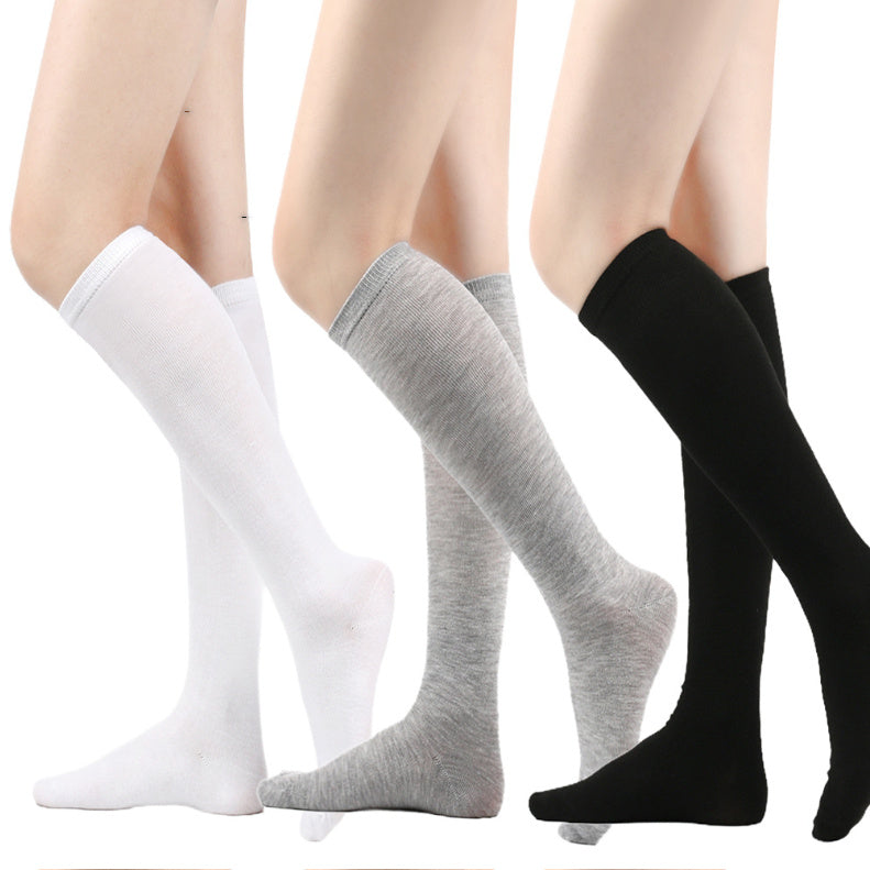 Black Striped Cotton Knee-High Socks