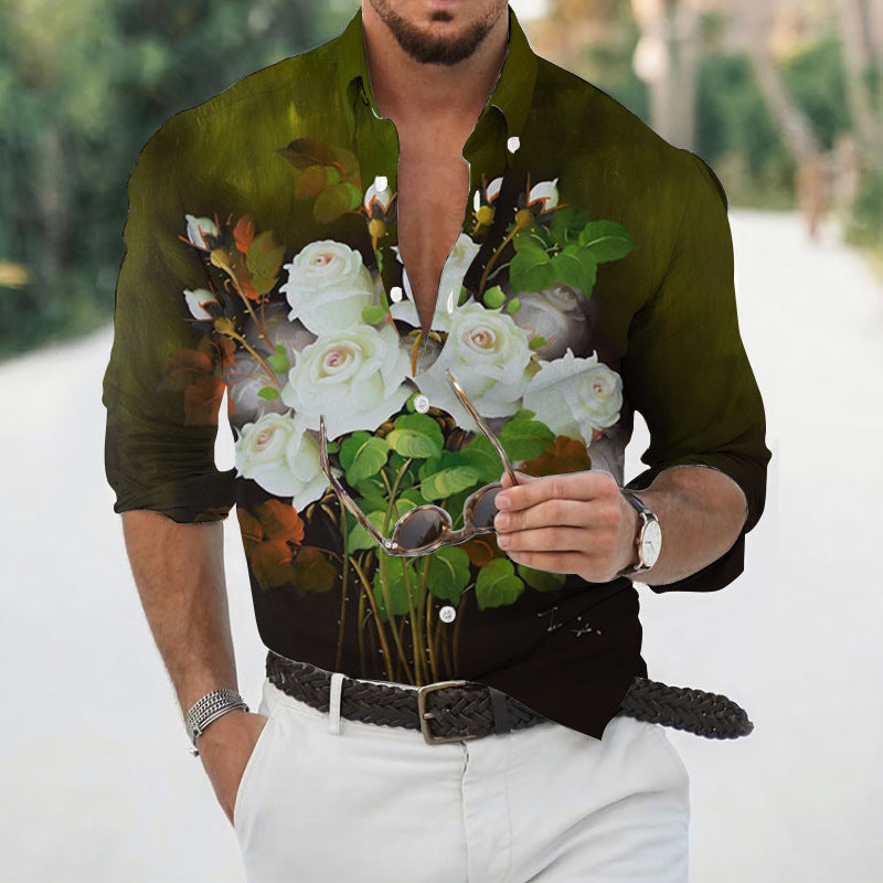 Men's Loose Floral Beach Shirt