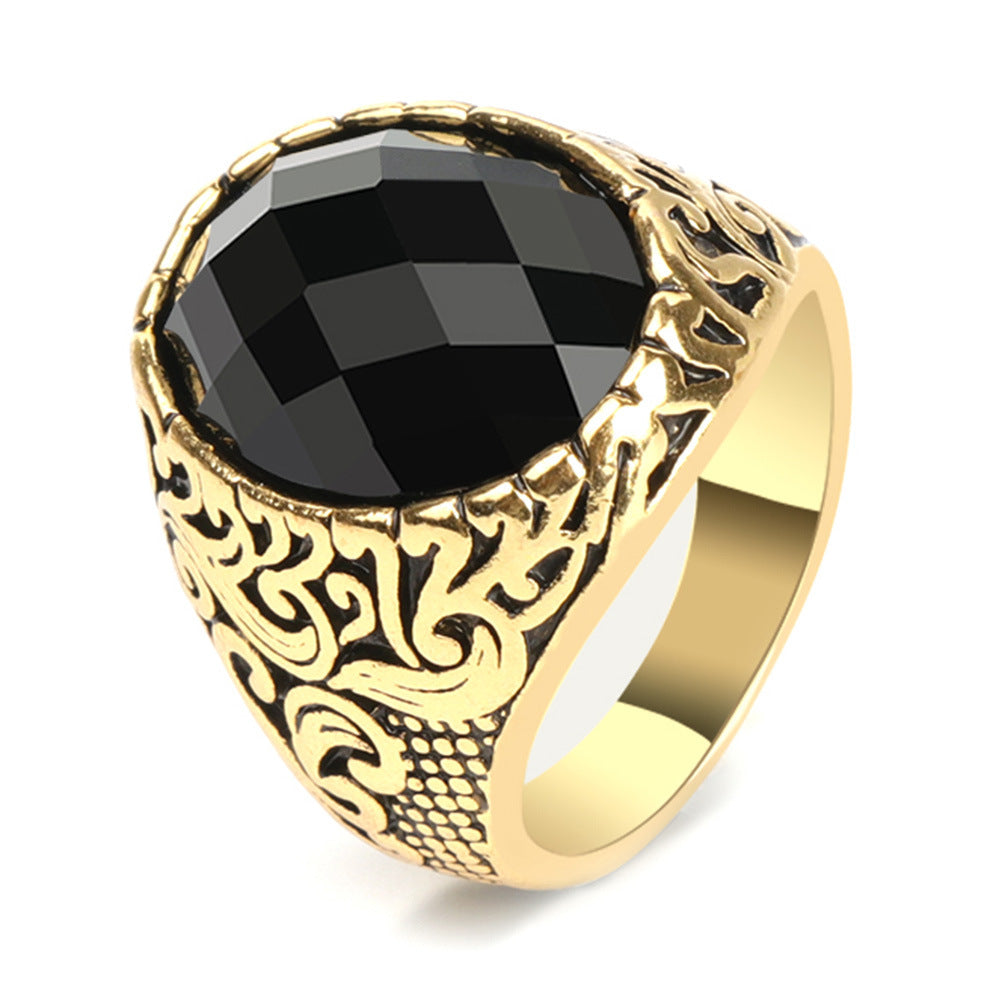 Men's Faceted Stone Statement Ring