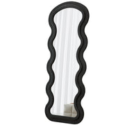 Black Wave Floor Mirror — Flannel-Wrapped
