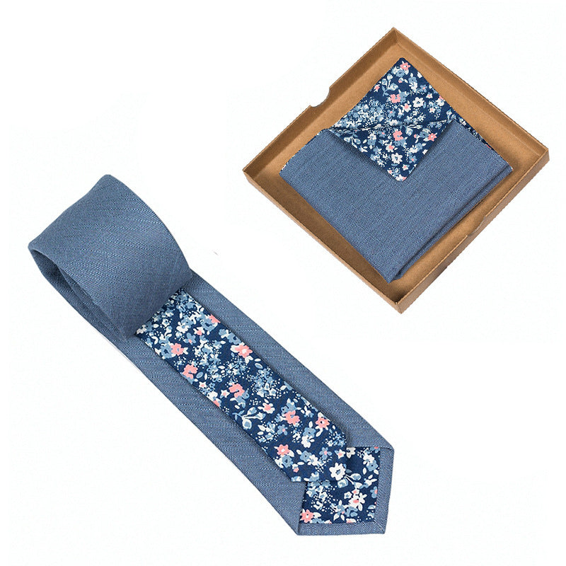 Floral Cotton Necktie & Pocket Square Set