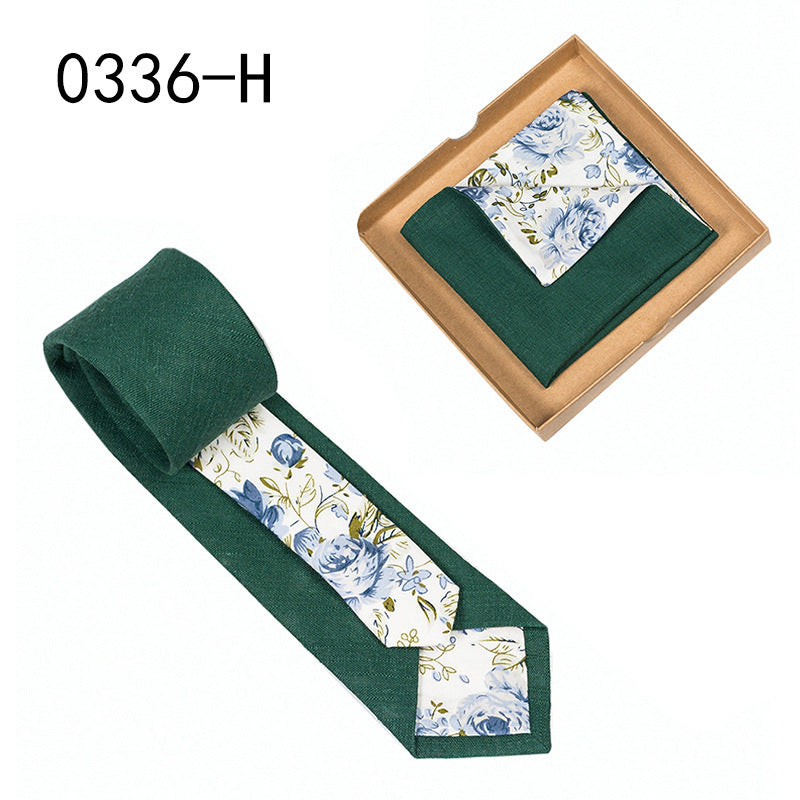 Floral Cotton Necktie & Pocket Square Set