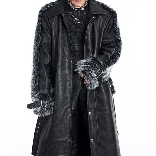 Cotton Padded Thickened Thermal Long Leather Wind Coat